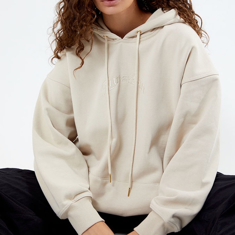 Jagger & stone beige downtown oversized embroidered hoodie